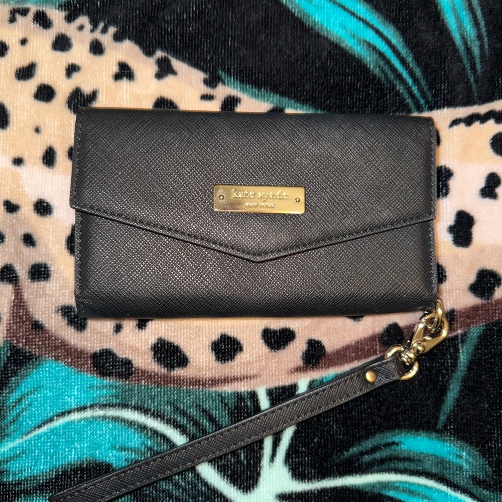 Kate Spade Black Saffiano Leather Wristlet